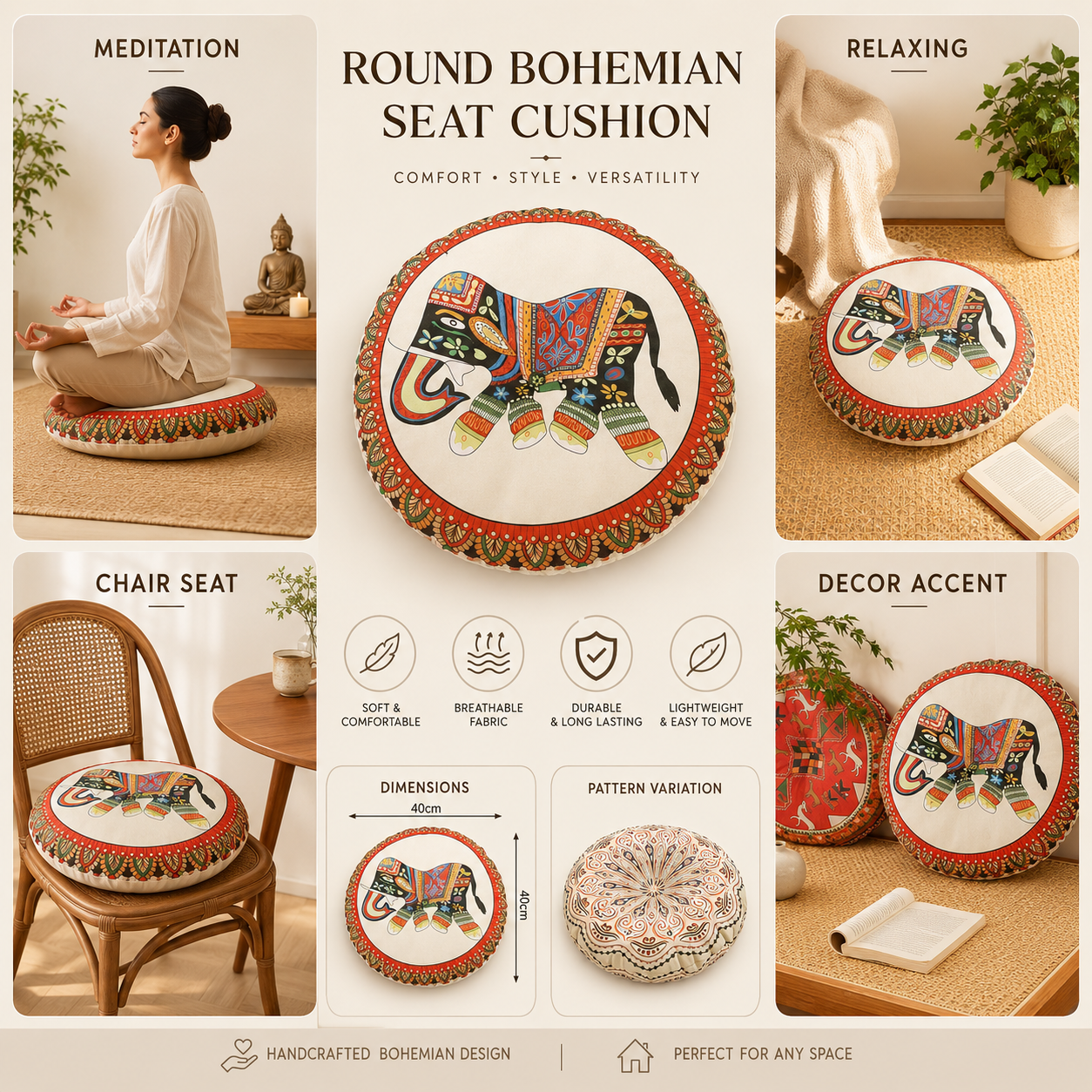 Nordspur | Solivra Round Bohemian Floor Cushion