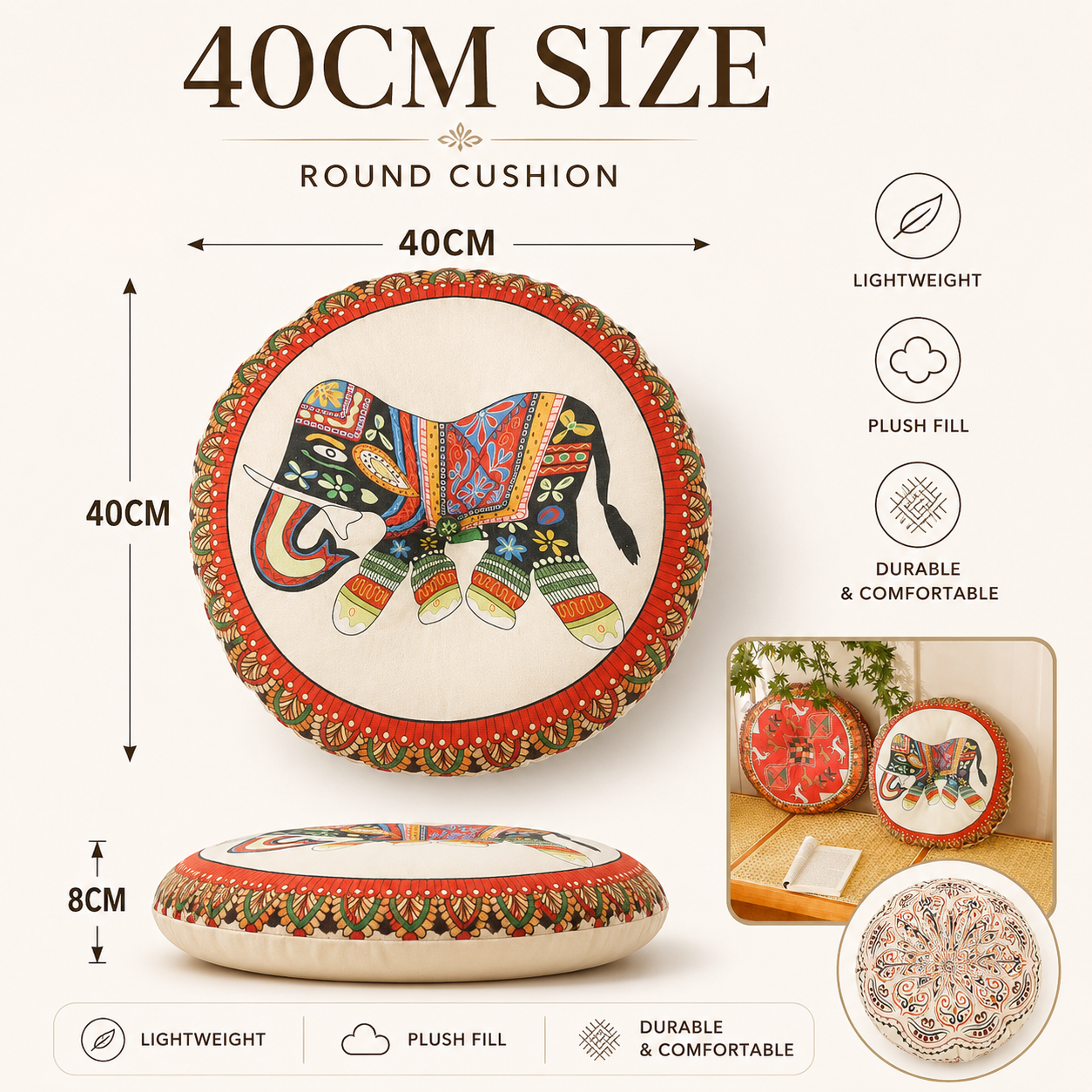 Nordspur | Solivra Round Bohemian Floor Cushion