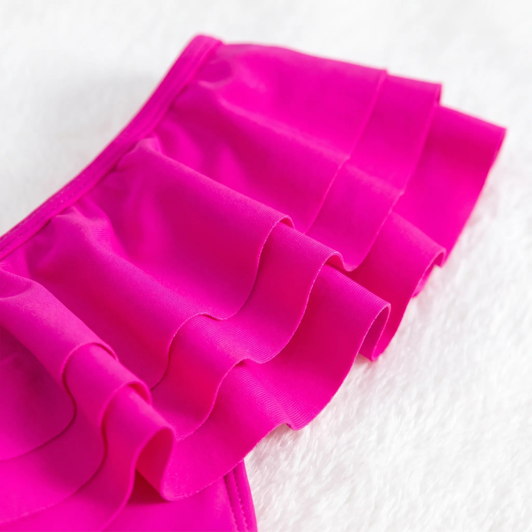 Nordspur | Solvada Solid Hot Pink Ruffled One Piece Swimsuit