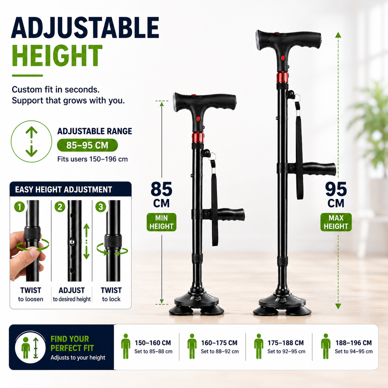 Nordspur | StabiliTrek Foldable Aluminum Quad Cane