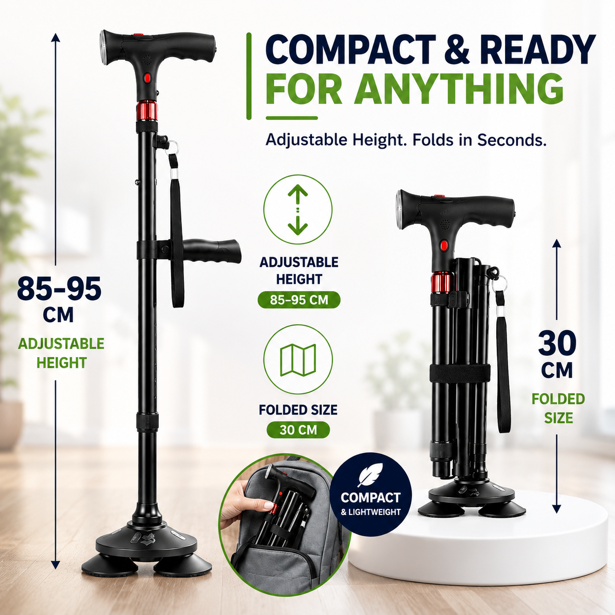 Nordspur | StabiliTrek Foldable Aluminum Quad Cane