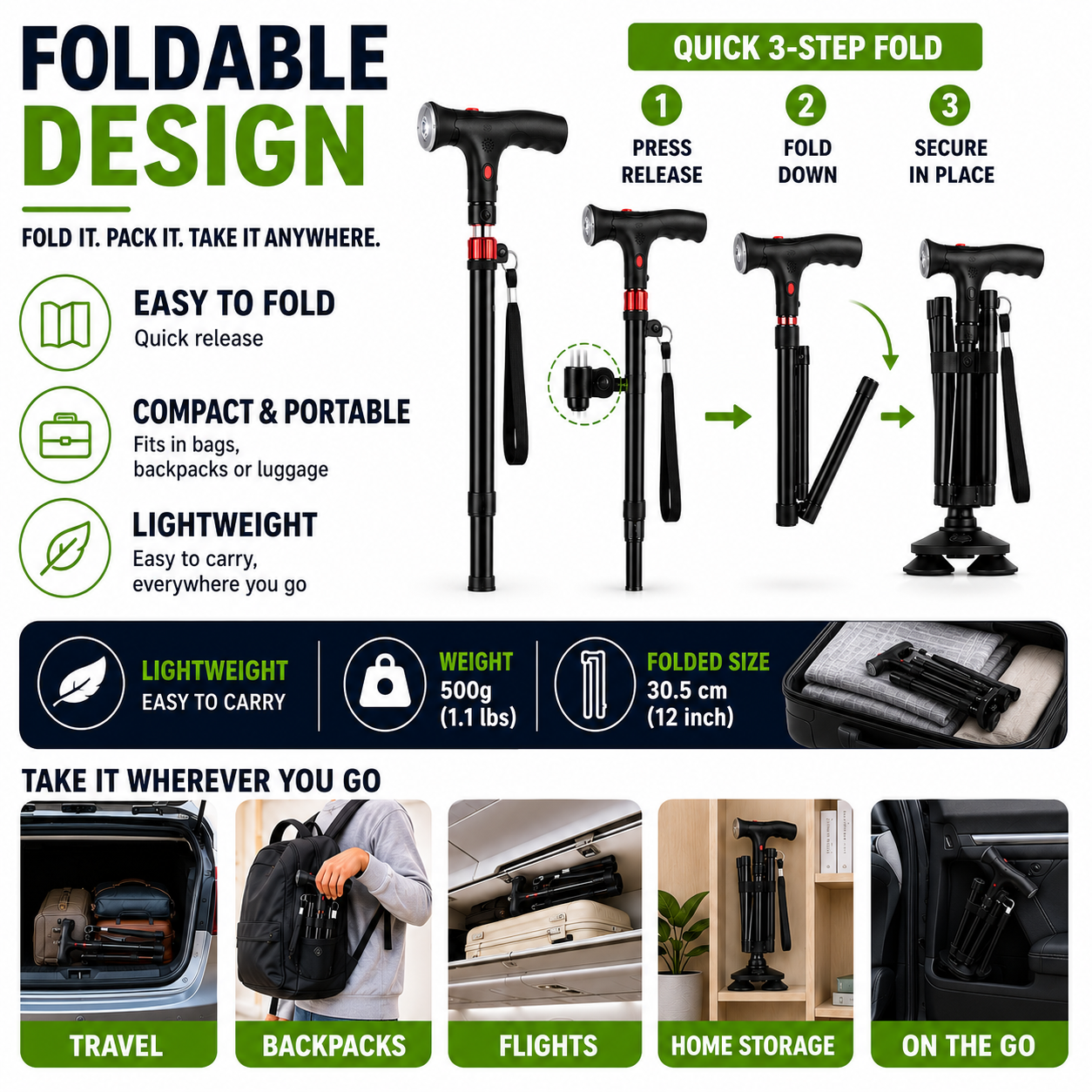 Nordspur | StabiliTrek Foldable Aluminum Quad Cane