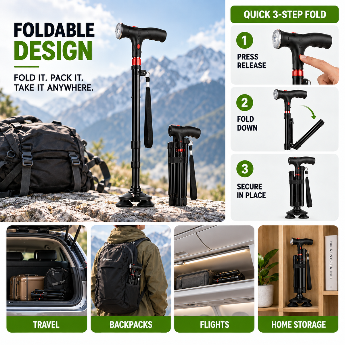 Nordspur | StabiliTrek Foldable Aluminum Quad Cane