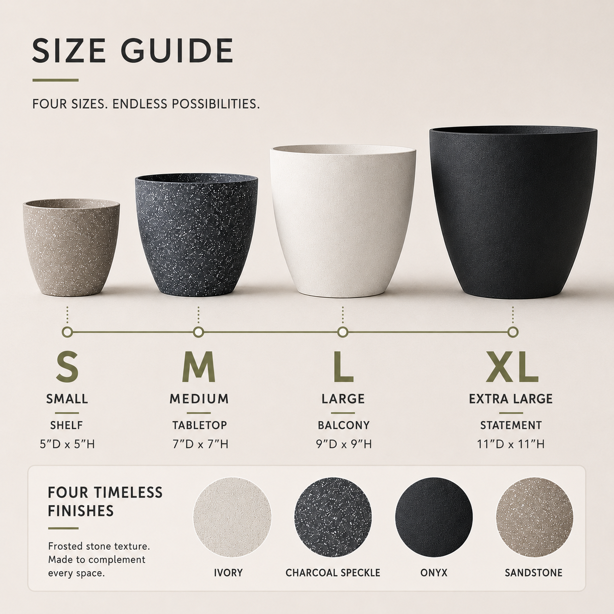 Nordspur | Stonveil Large Frosted Stone-Effect Bonsai Pot