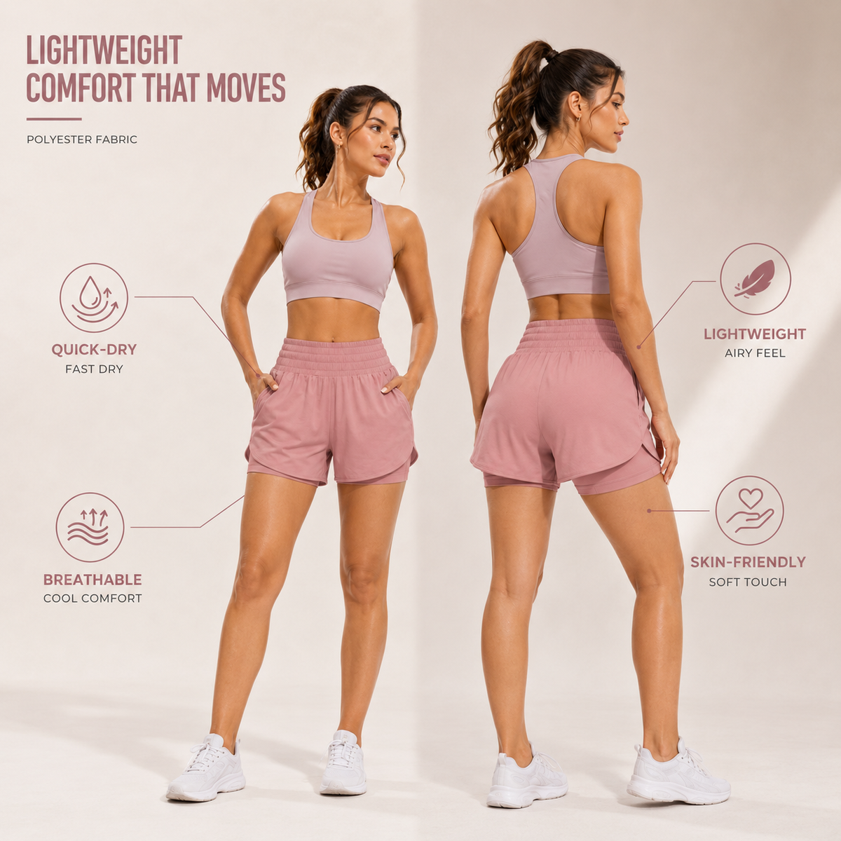 Nordspur | StrideFit High-Waisted Layered Athletic Shorts