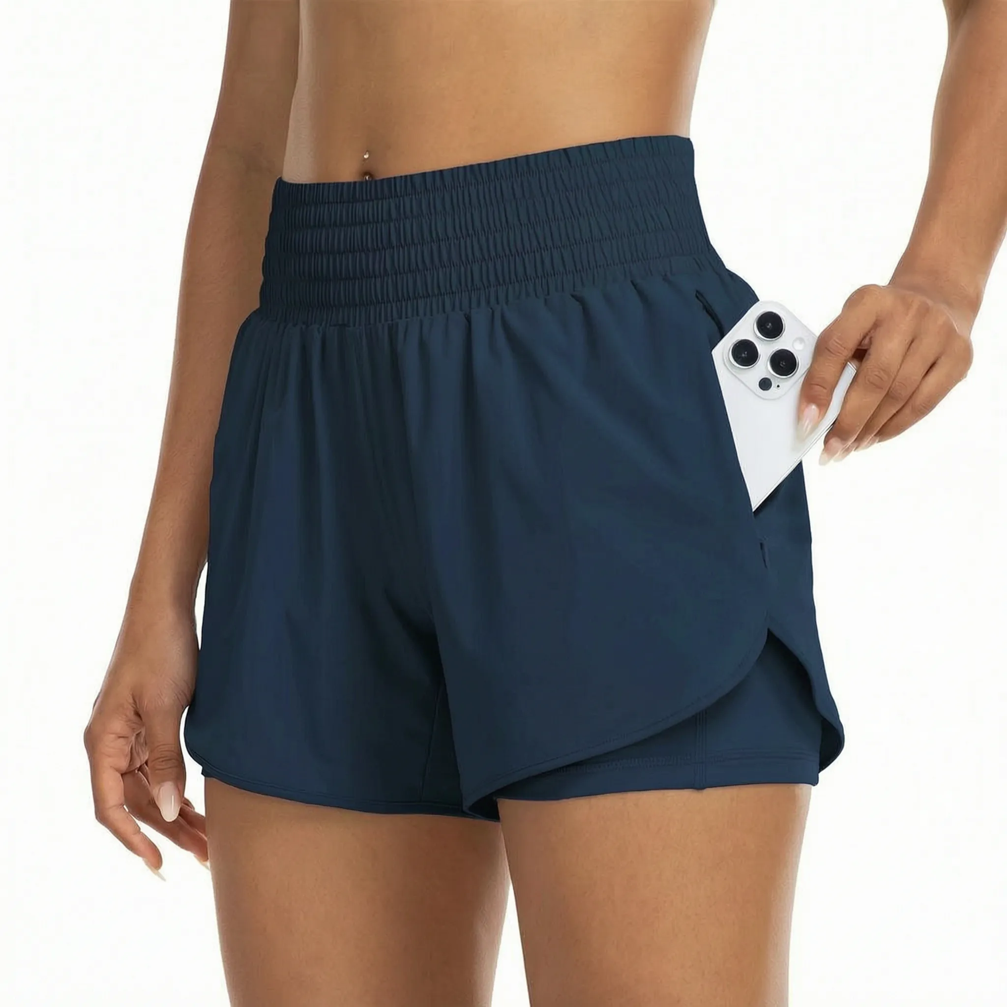 Nordspur | StrideFit High-Waisted Layered Athletic Shorts