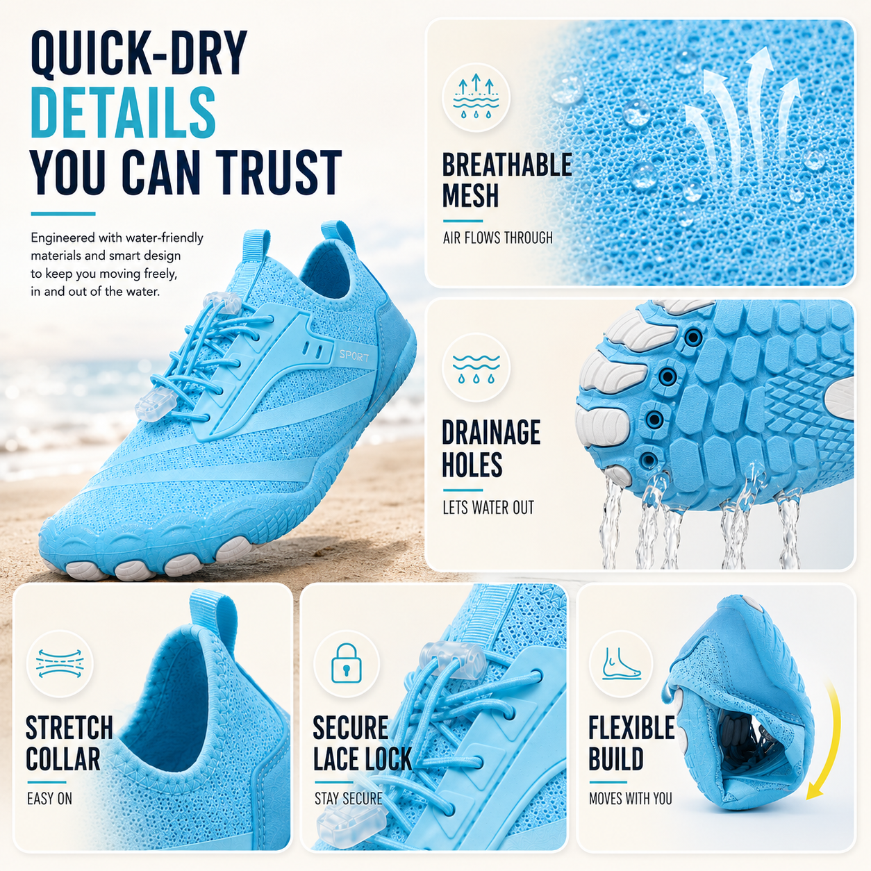 Nordspur | Strideox Barefoot Water Shoes | Quick-Dry Non-Slip Beach Shoe