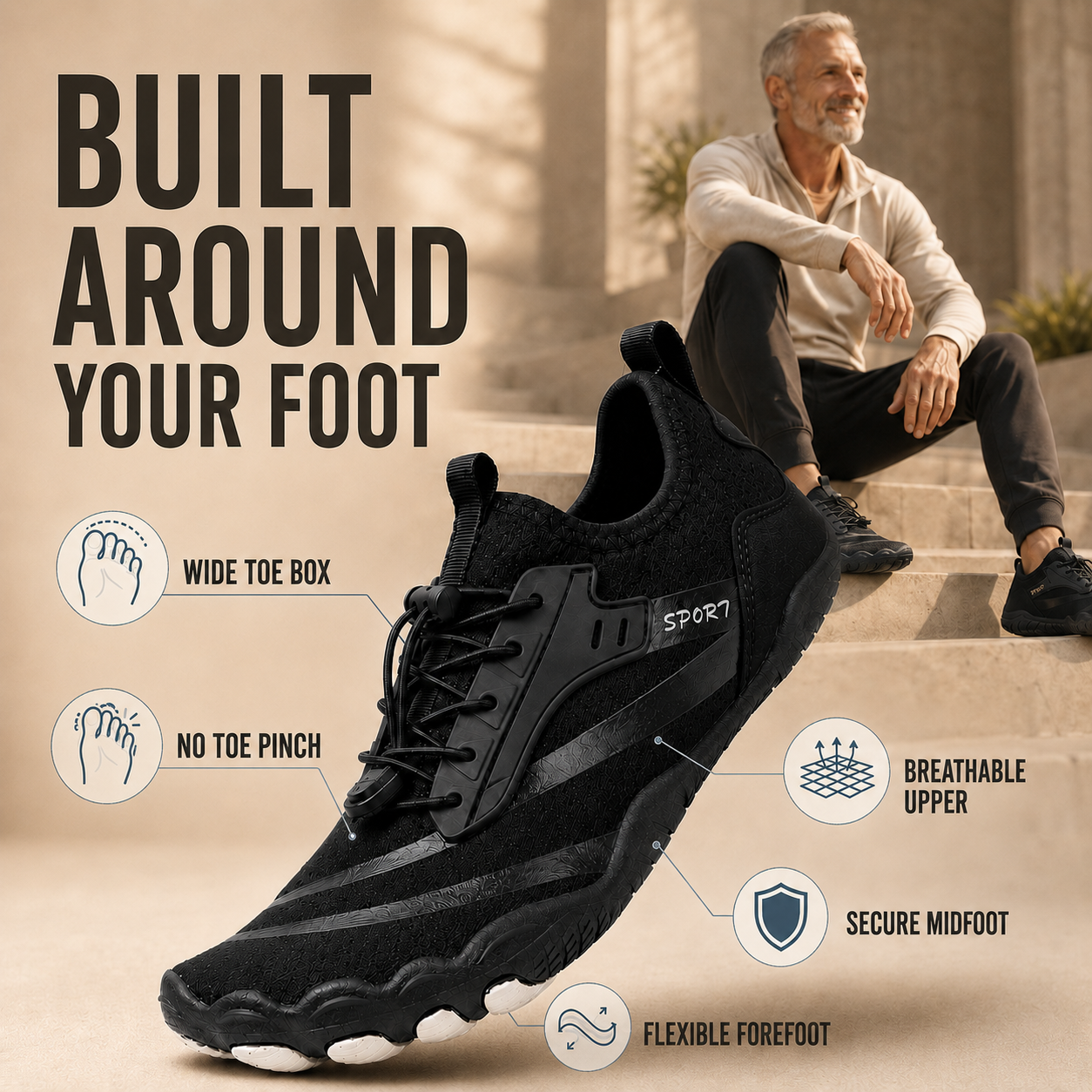 Nordspur | Strideox Wide Toe Box Trainers | Barefoot Shoes for Wide Feet