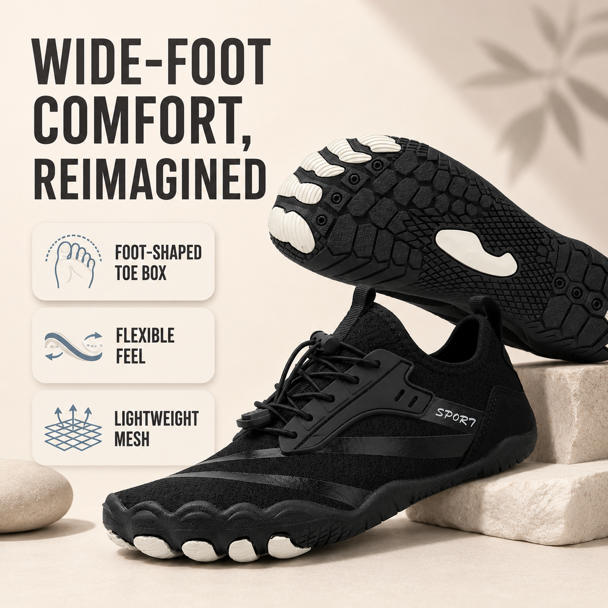 Nordspur | Strideox Wide Toe Box Trainers | Barefoot Shoes for Wide Feet