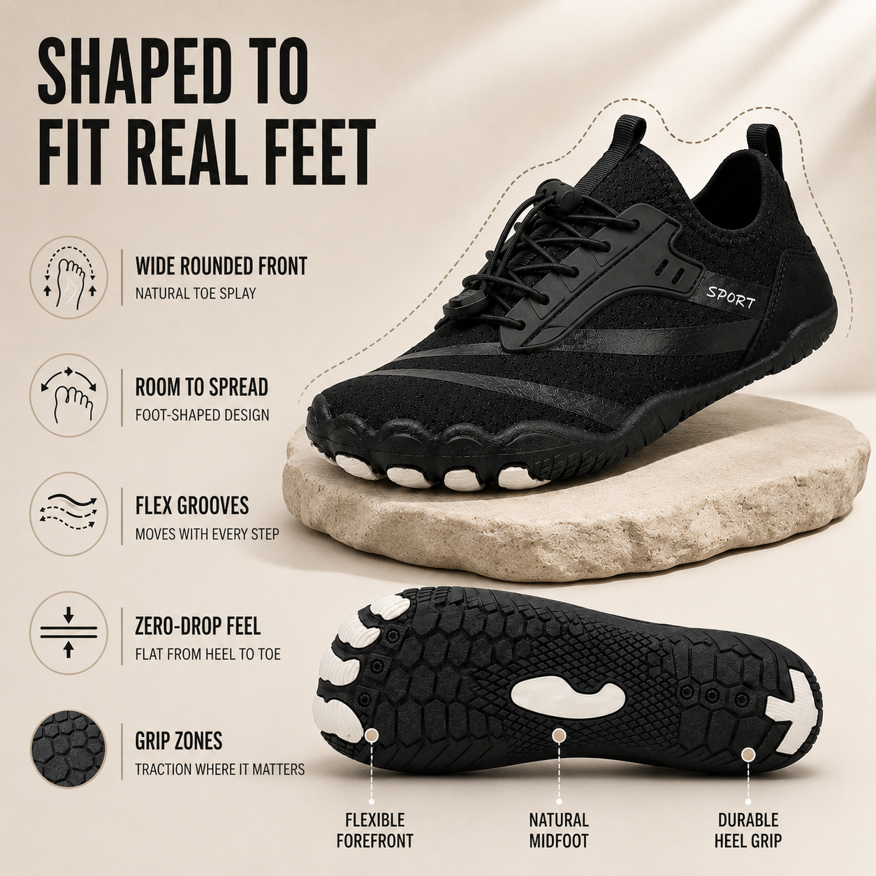 Nordspur | Strideox Wide Toe Box Trainers | Barefoot Shoes for Wide Feet