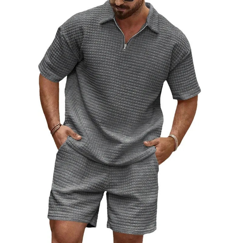Nordspur | Strideton Textured Short Sleeve Polo And Shorts Set