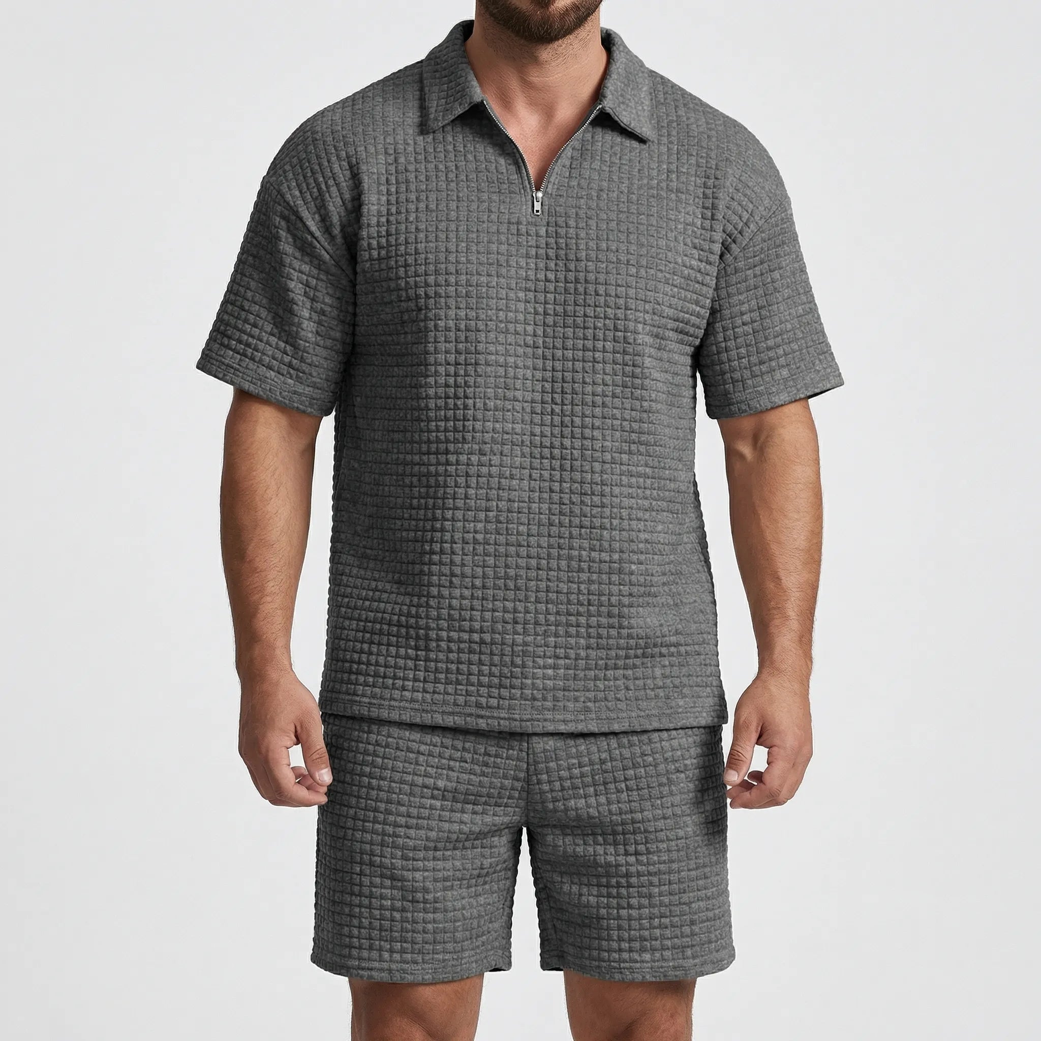 Nordspur | Strideton Textured Short Sleeve Polo And Shorts Set