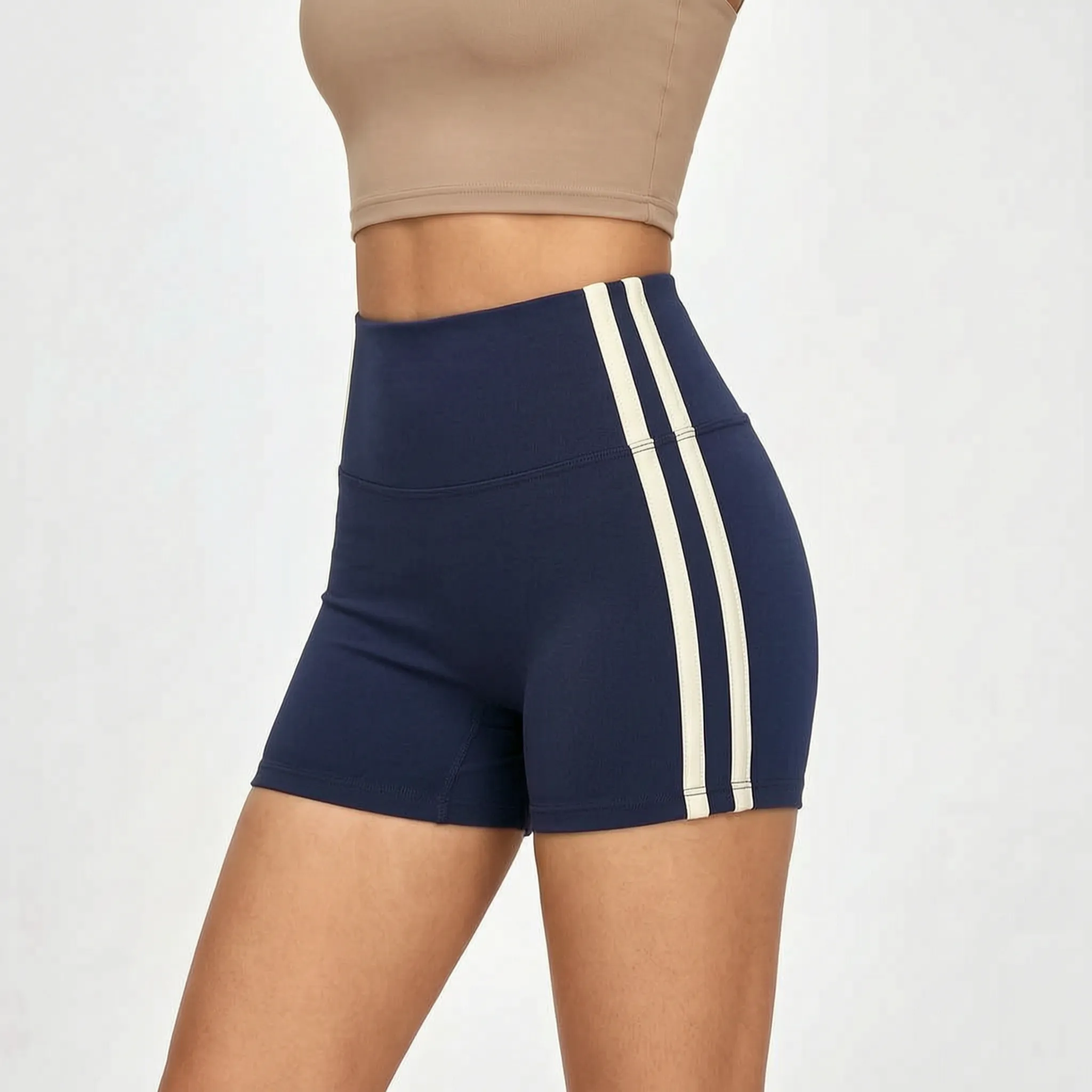 Nordspur | StripeStride High Waist Yoga Shorts