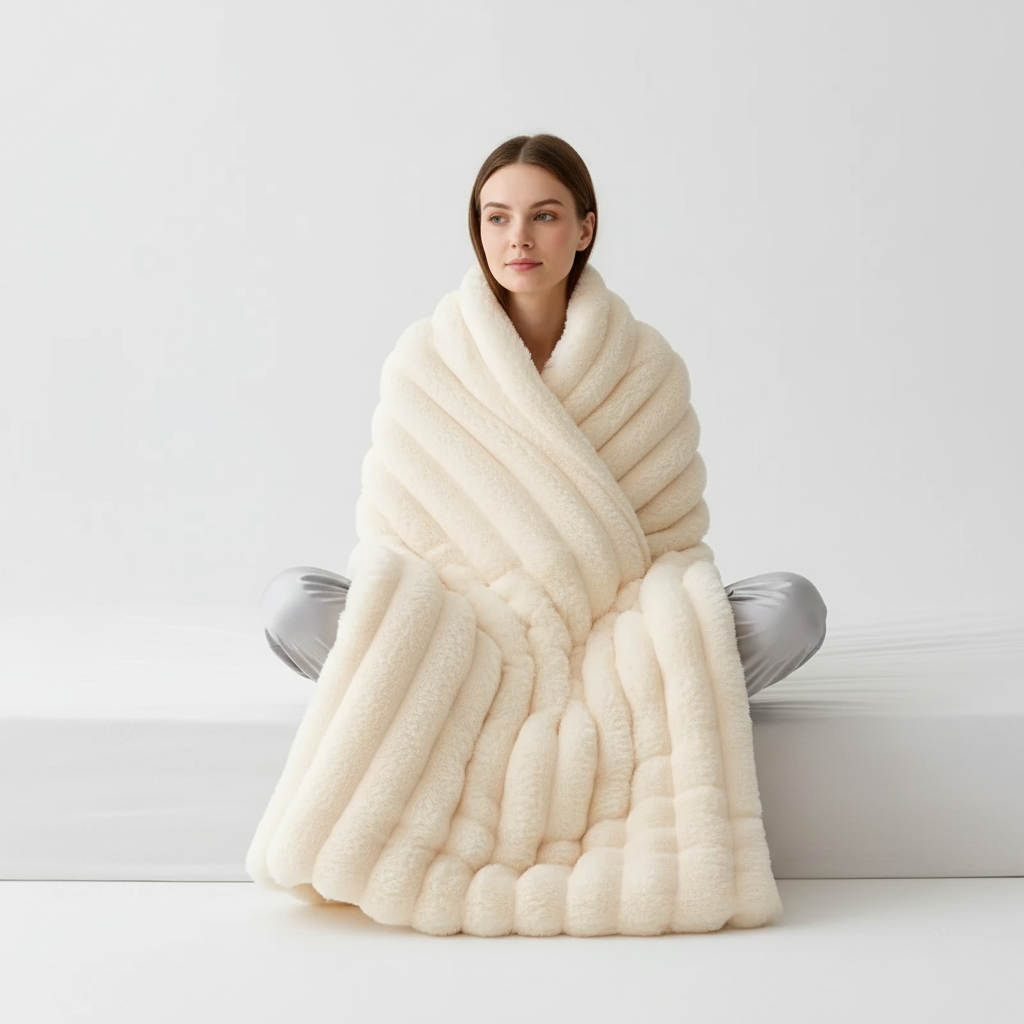 Nordspur | Striped Coral Fleece Blanket