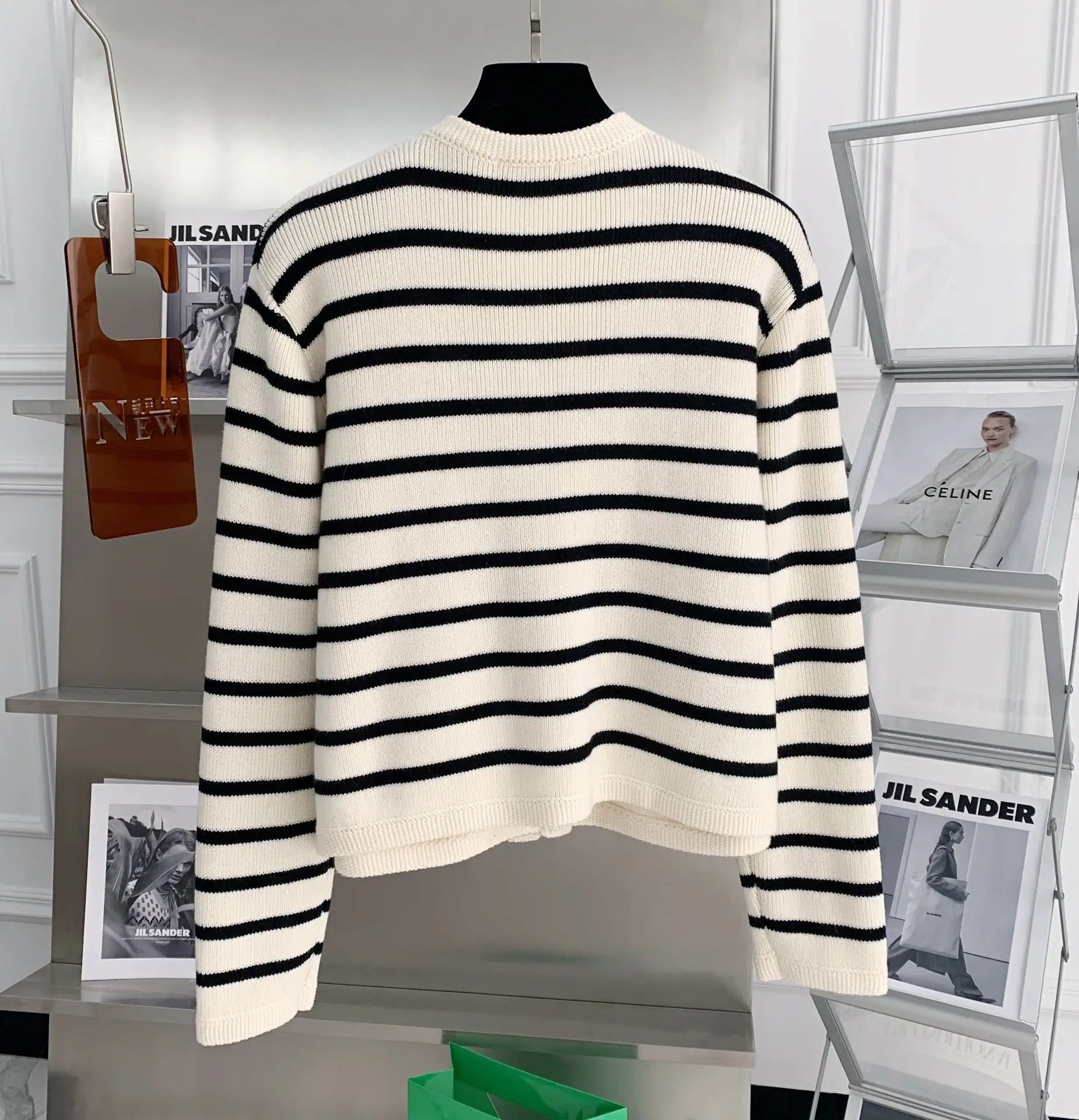 Nordspur | Strivelle Cropped Stripe Button Cardigan