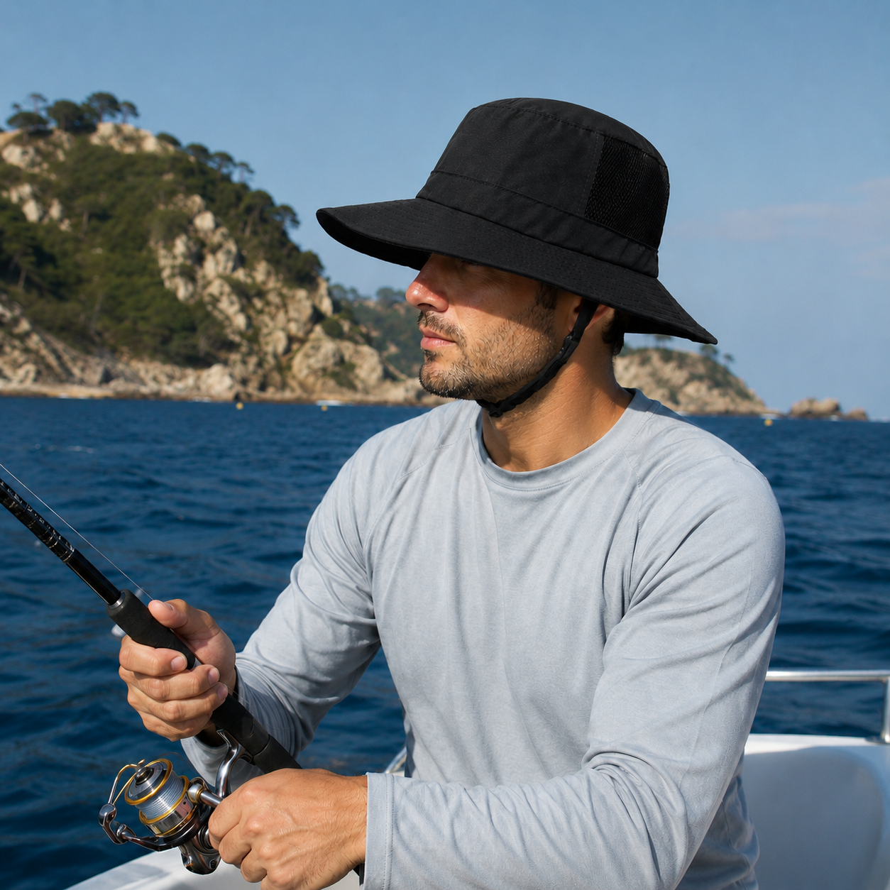 Nordspur | Sunmesh Adjustable Mesh Bucket Hat With Chin Strap
