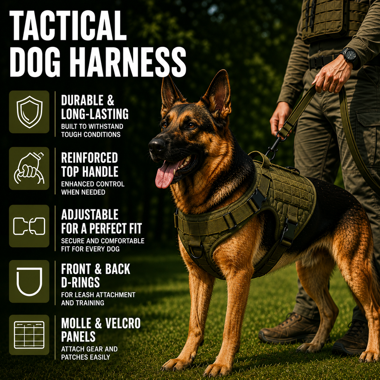 Nordspur | Tacticanine Military-Style Tactical Dog Harness Set