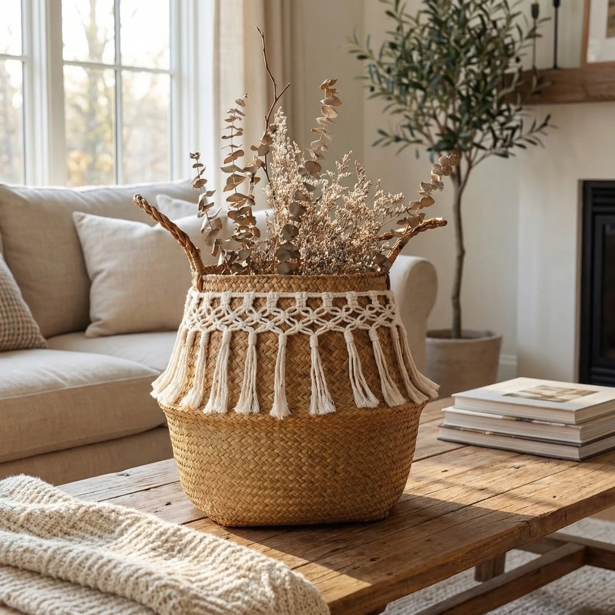 Nordspur | Tanglore Woven Seagrass Basket With Macrame Fringe