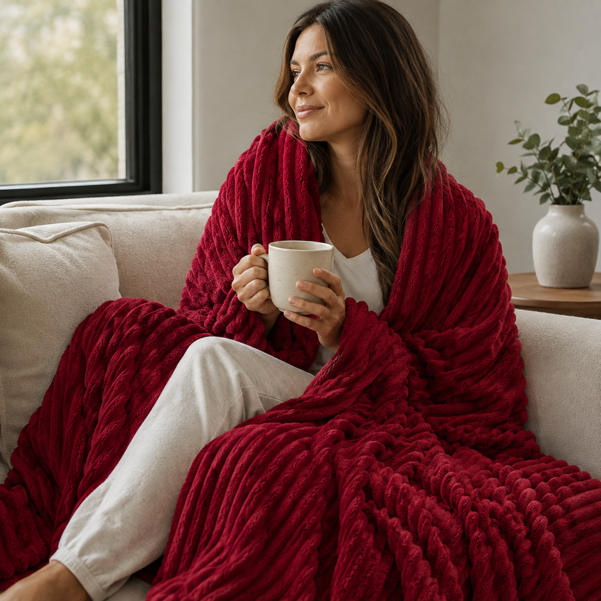 Nordspur | Thick Coral Velvet Throw
