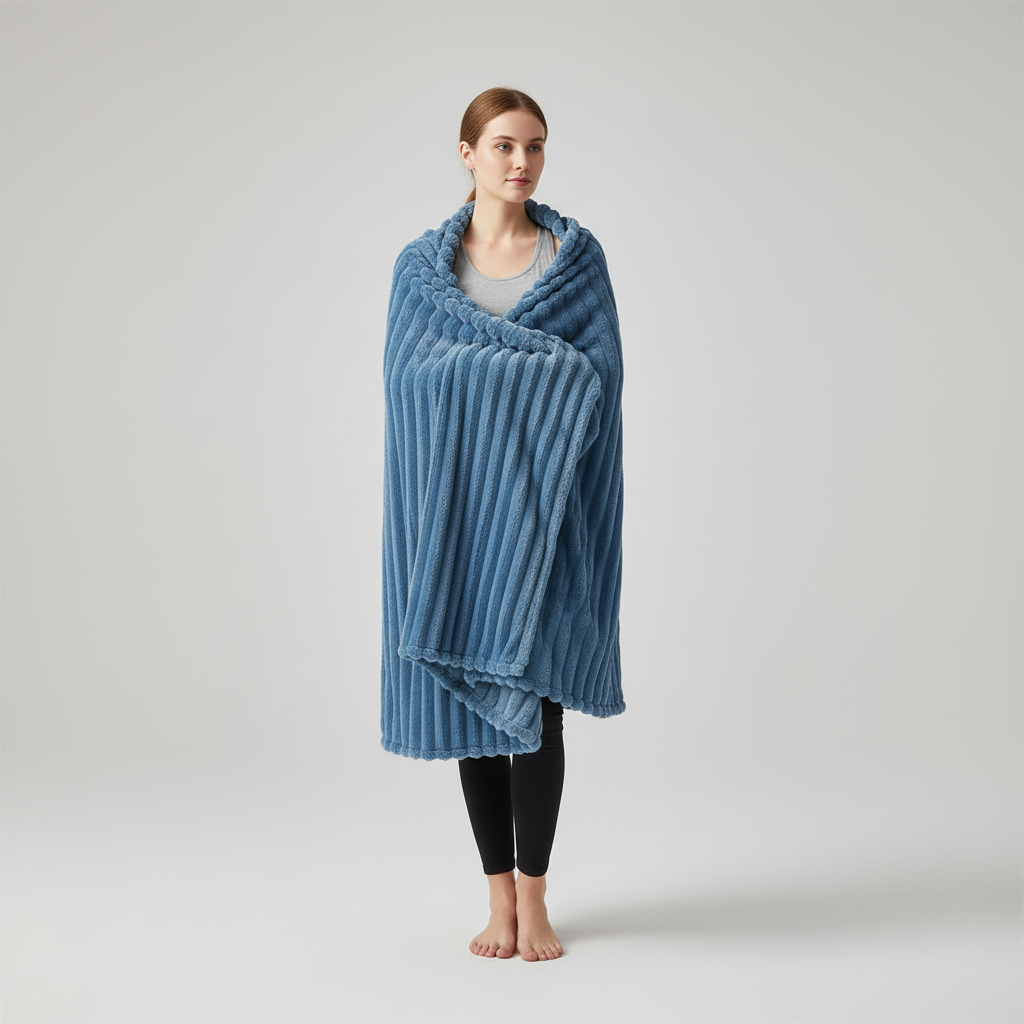 Nordspur | Thick Striped Coral Fleece Blanket