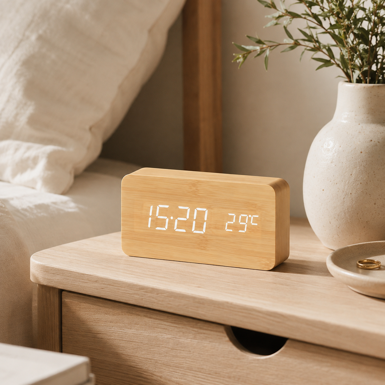 Nordspur | Timberlyte Wood Finish Digital Alarm Clock