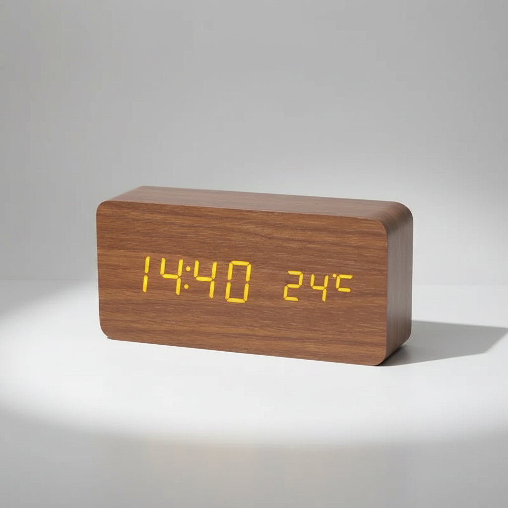Nordspur | Timberlyte Wood Finish Digital Alarm Clock