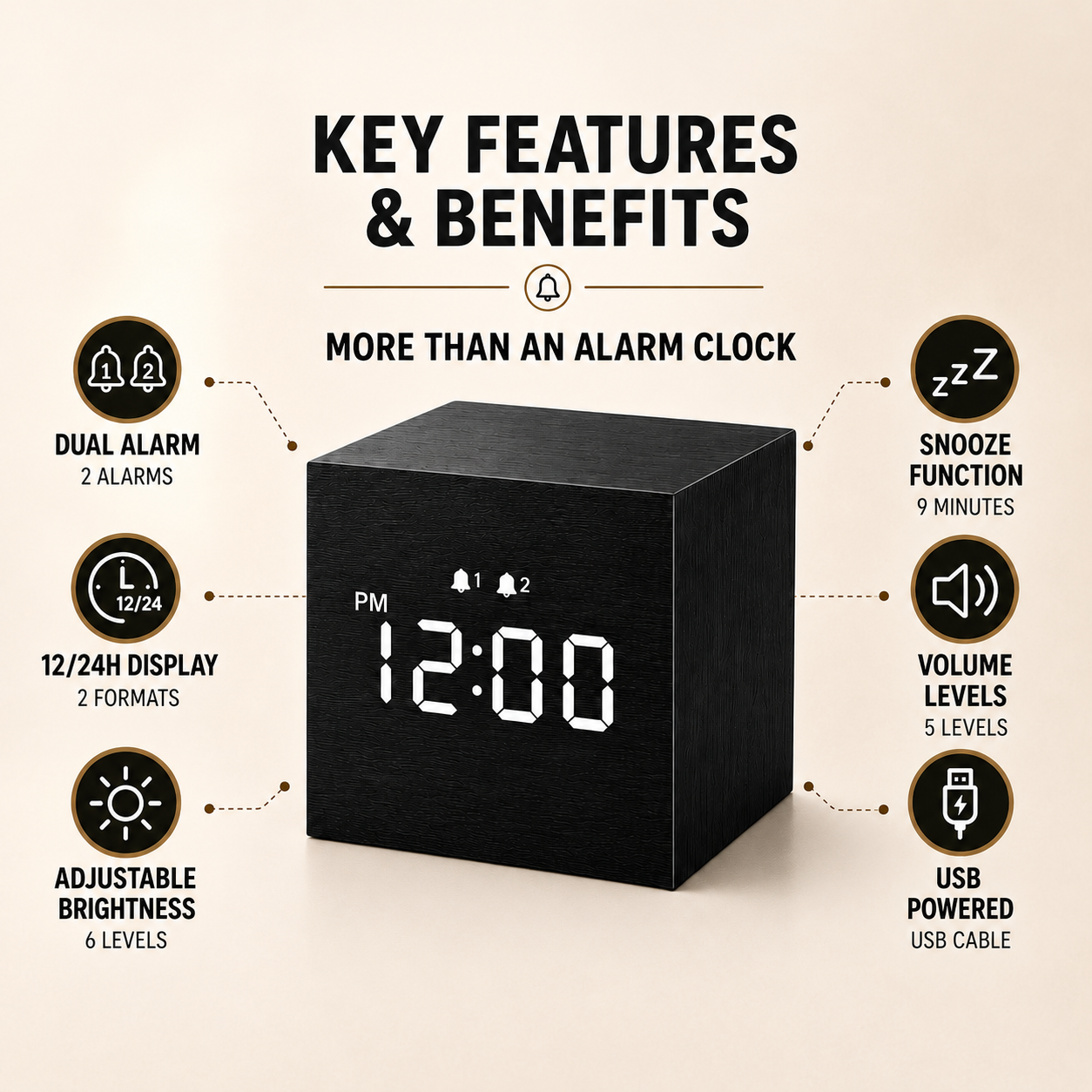 Nordspur | Timbrik Square Wooden Digital Clock