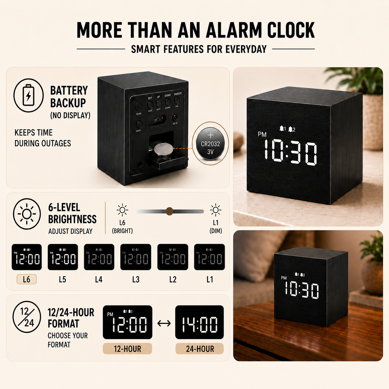 Nordspur | Timbrik Square Wooden Digital Clock