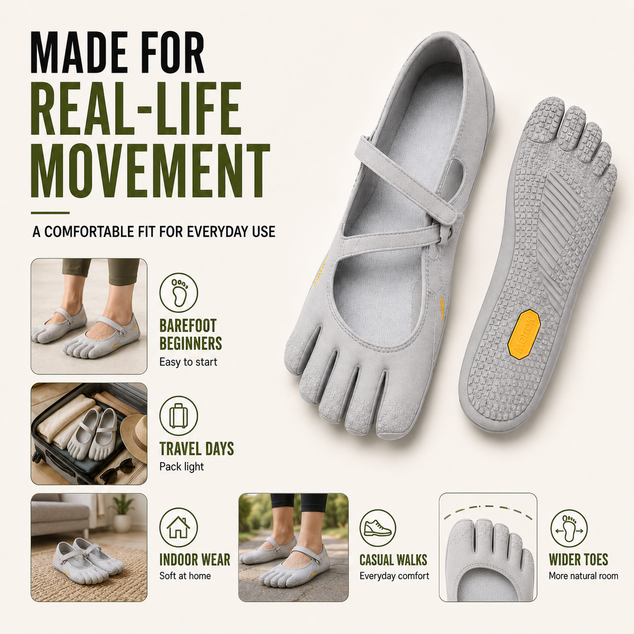 Nordspur | Toevara Five-Toe Minimalist Flat Shoe