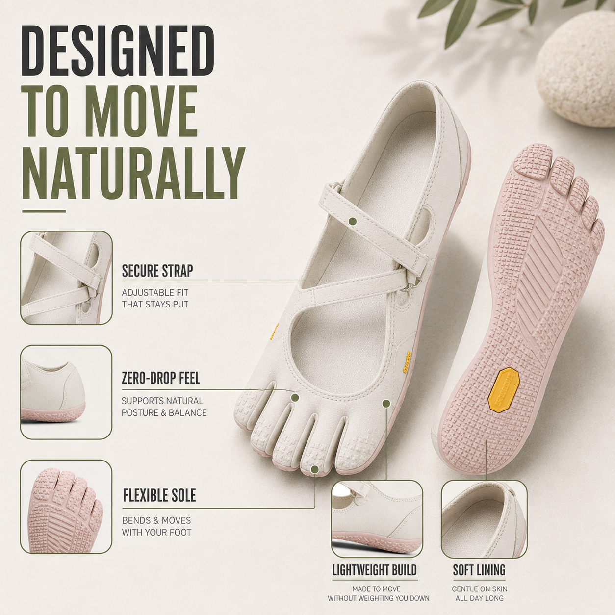Nordspur | Toevara Women's Five-Toe Barefoot Shoes | Room for Toes to Spread