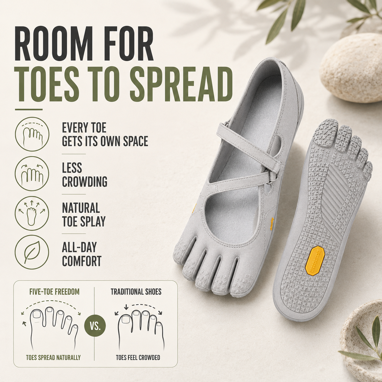 Nordspur | Toevara Women's Five-Toe Barefoot Shoes | Room for Toes to Spread