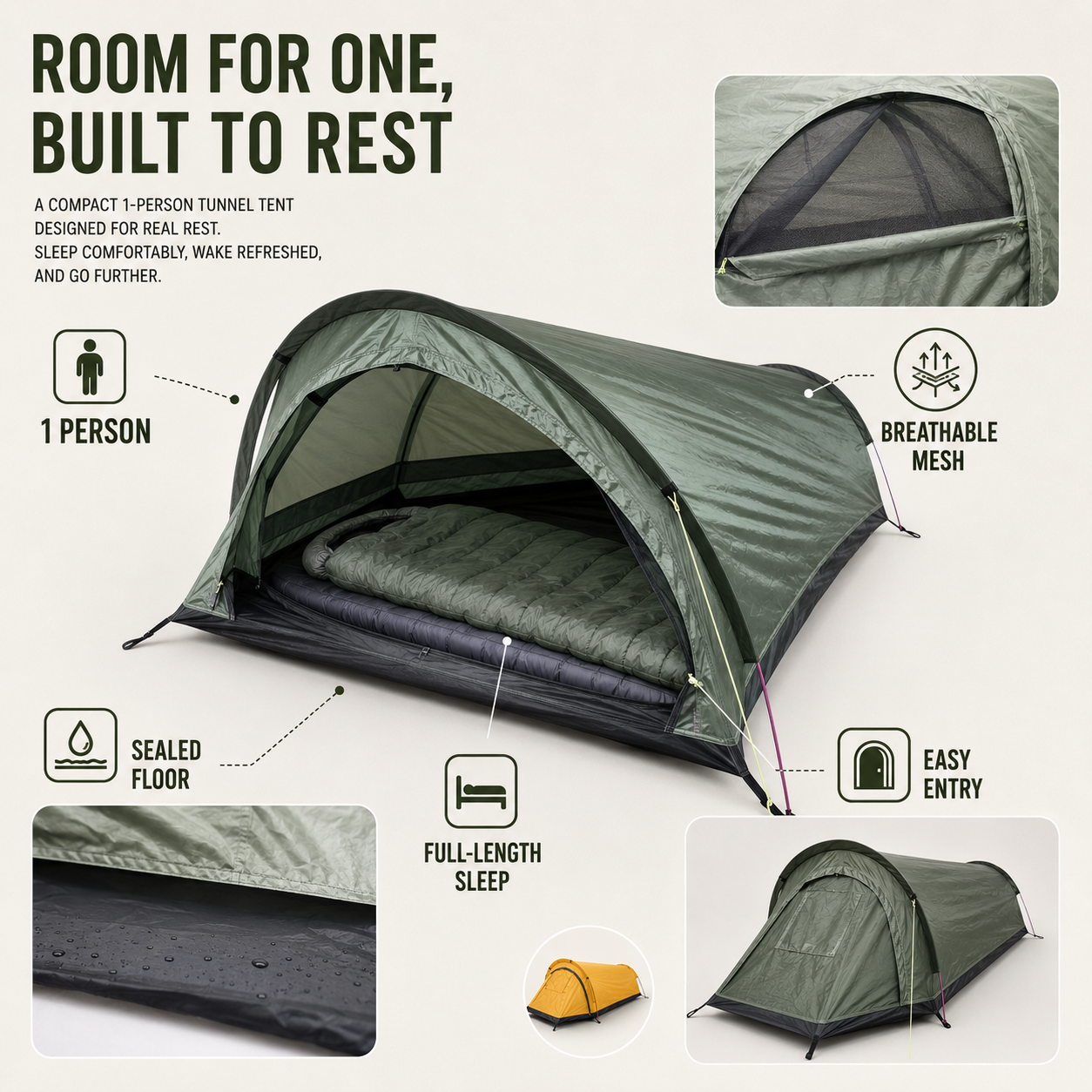 Nordspur | TrailLumen Single Person Tunnel Tent