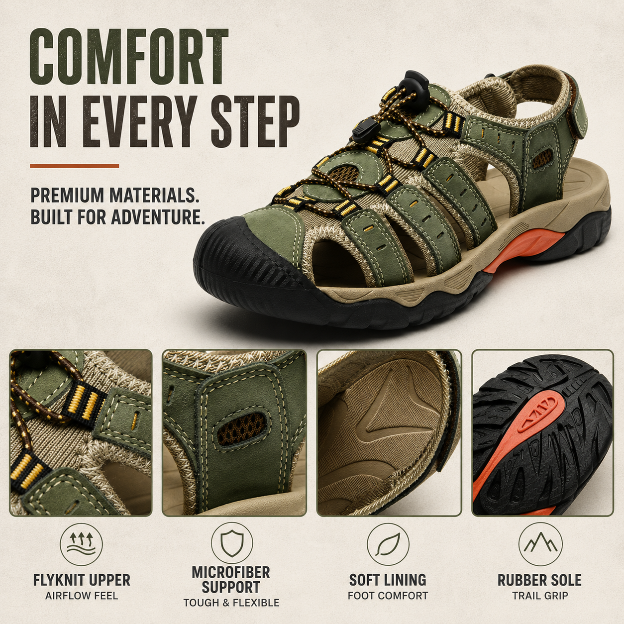 Nordspur | Trailsole Breathable Open-Toe Hiking Sandal