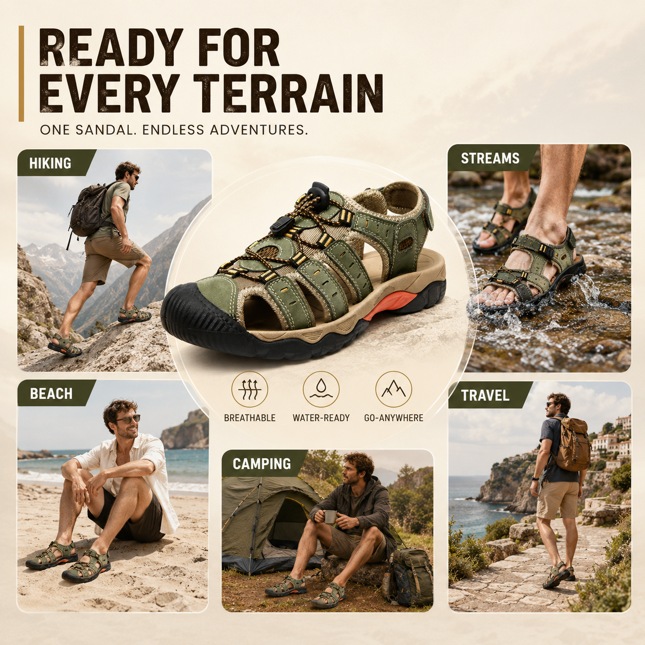 Nordspur | Trailsole Breathable Open-Toe Hiking Sandal
