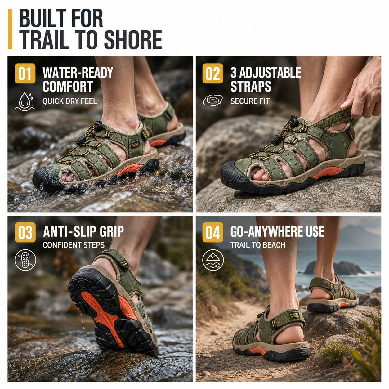 Nordspur | Trailsole Breathable Open-Toe Hiking Sandal