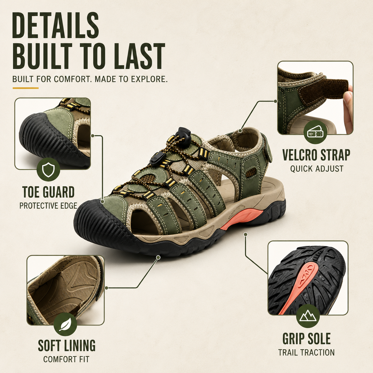 Nordspur | Trailsole Breathable Open-Toe Hiking Sandal