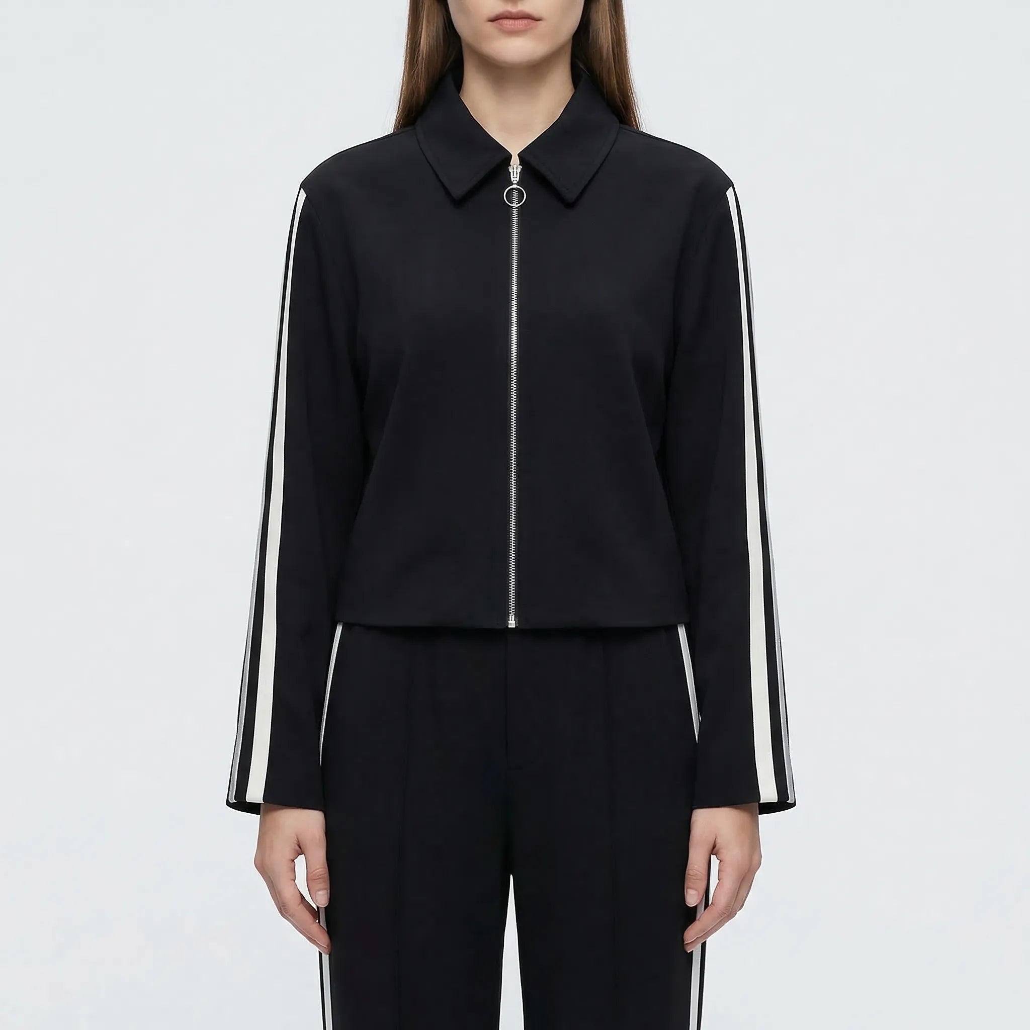 Nordspur | Traxenne Black And White Stripe Two-Piece Tracksuit