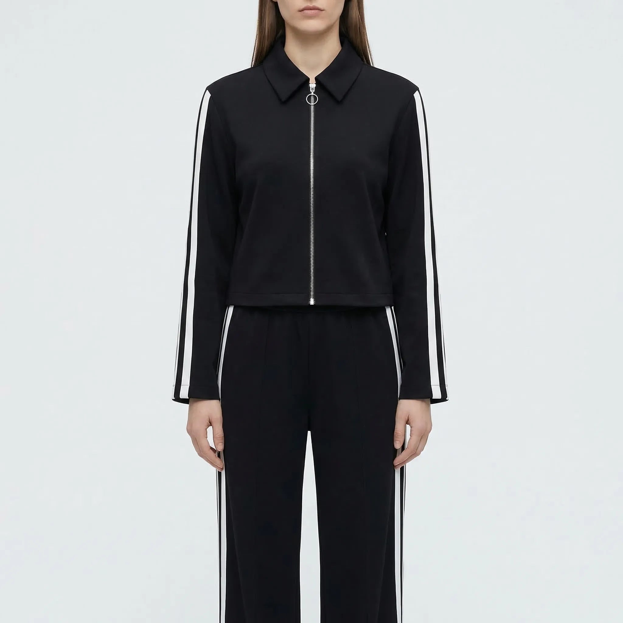 Nordspur | Traxenne Black And White Stripe Two-Piece Tracksuit