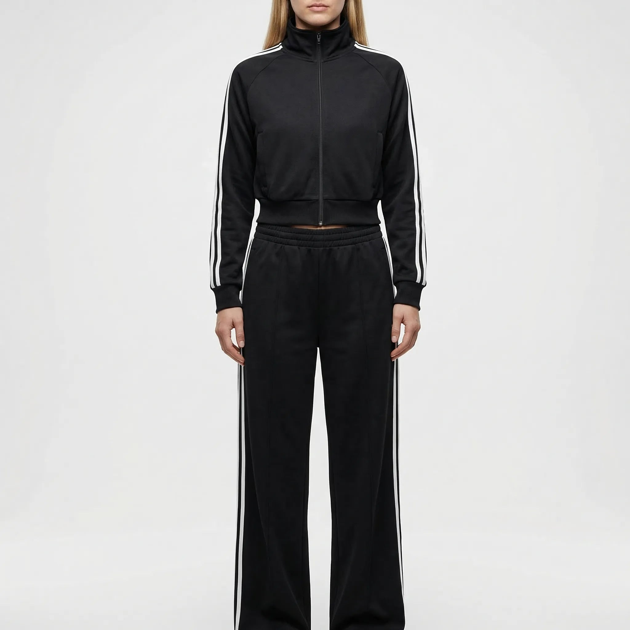 Nordspur | Traxenne Black And White Stripe Two-Piece Tracksuit