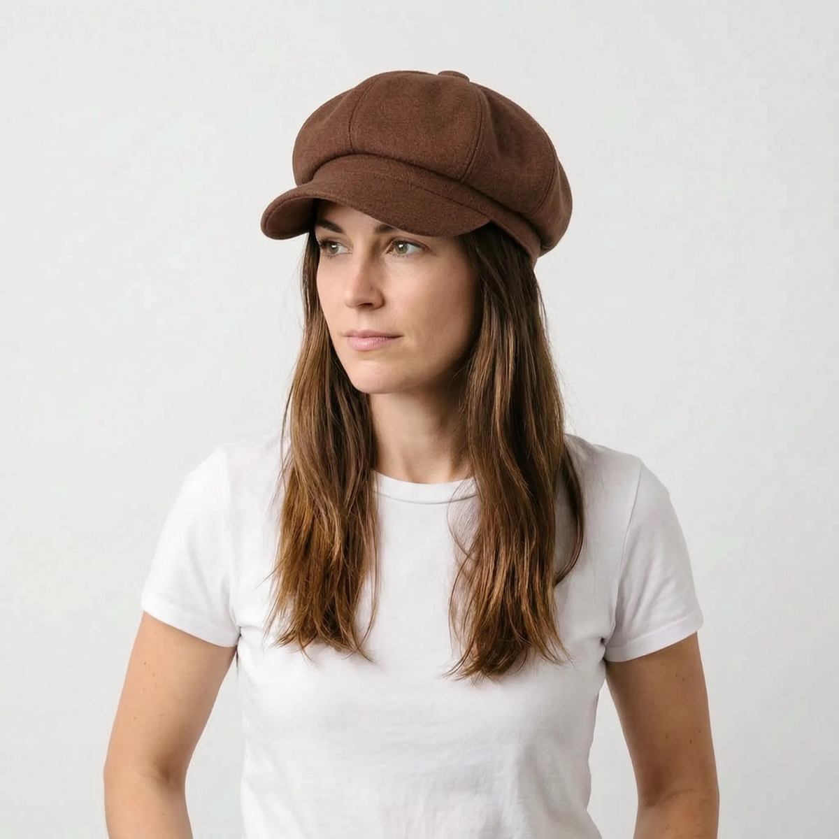 Classic beret with visor solid colour dense woven material