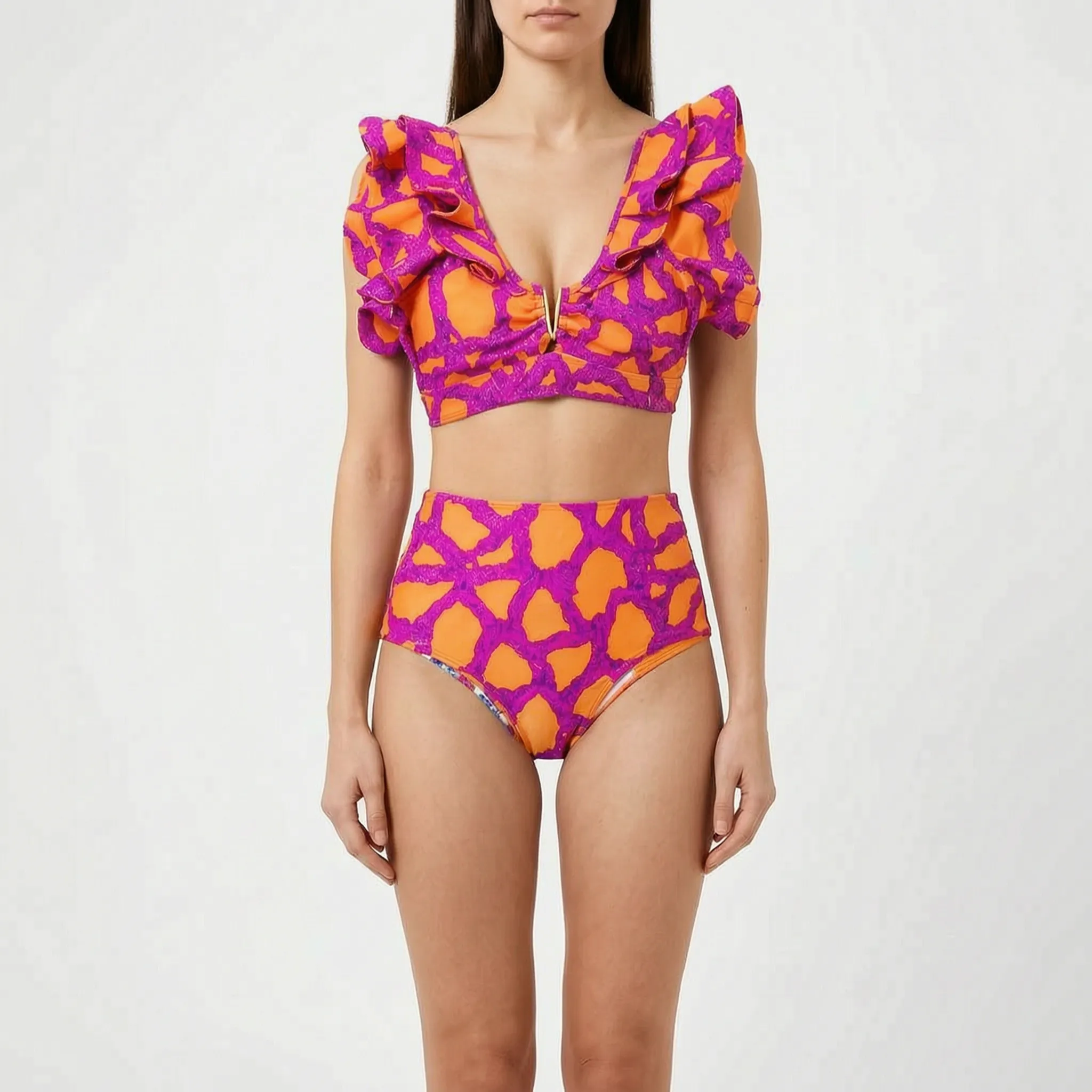 Nordspur | Veliura Ruffled High Waisted Bikini Set