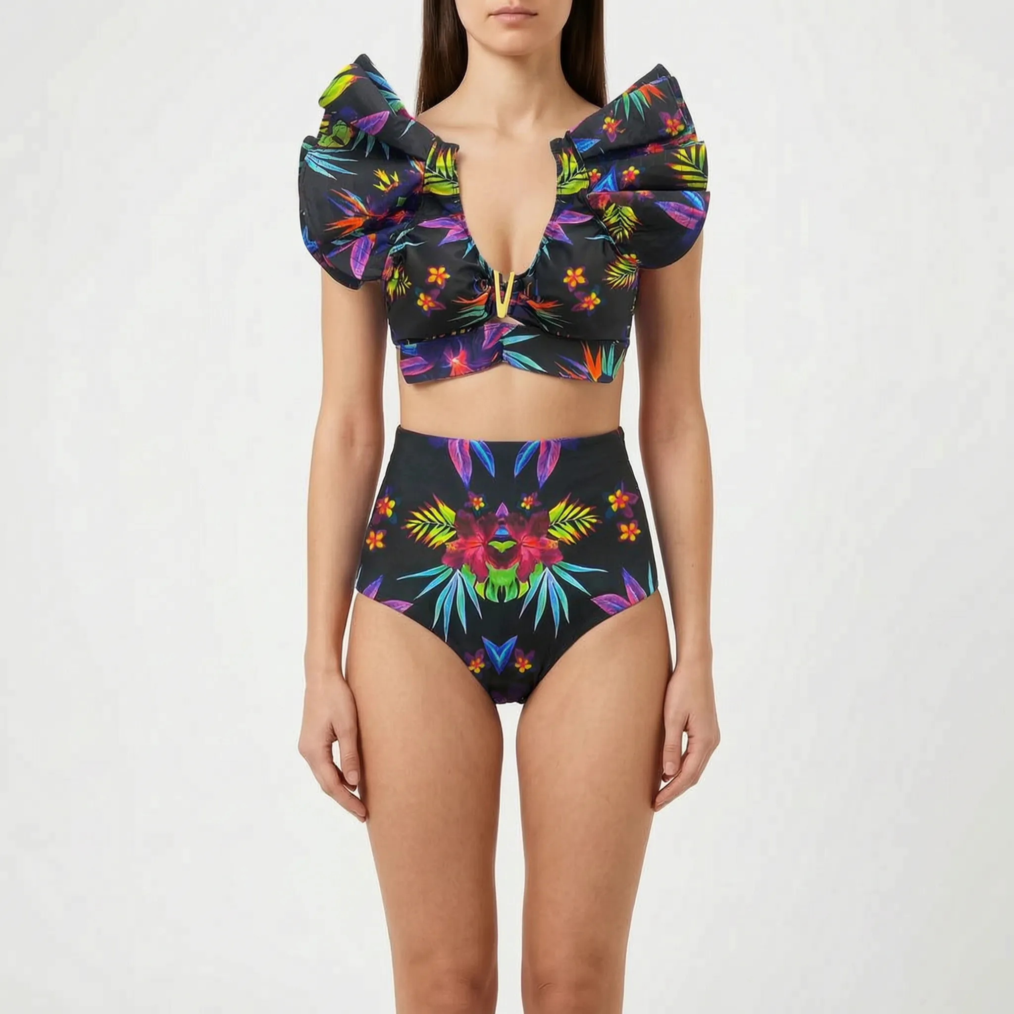 Nordspur | Veliura Ruffled High Waisted Bikini Set