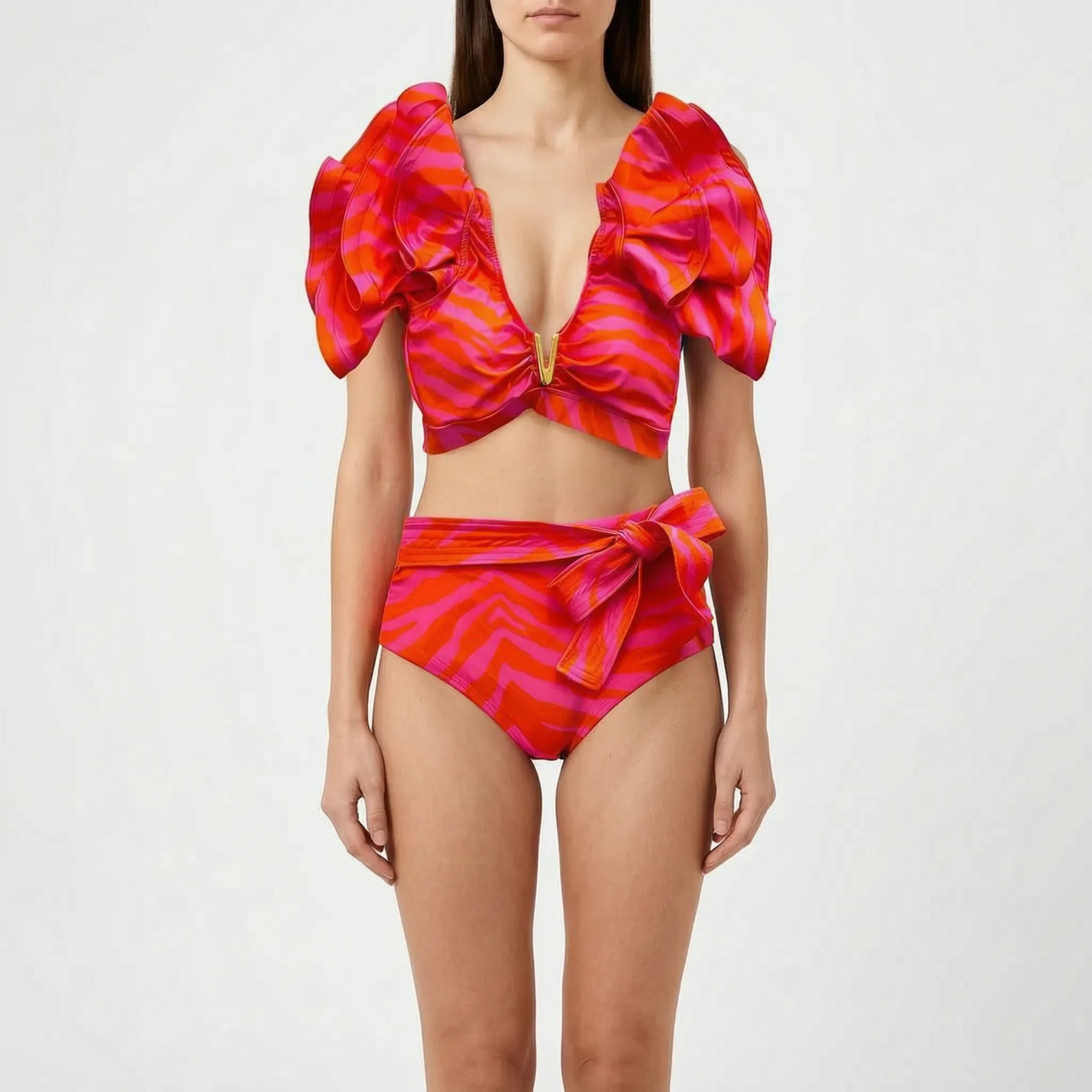 Nordspur | Veliura Ruffled High Waisted Bikini Set