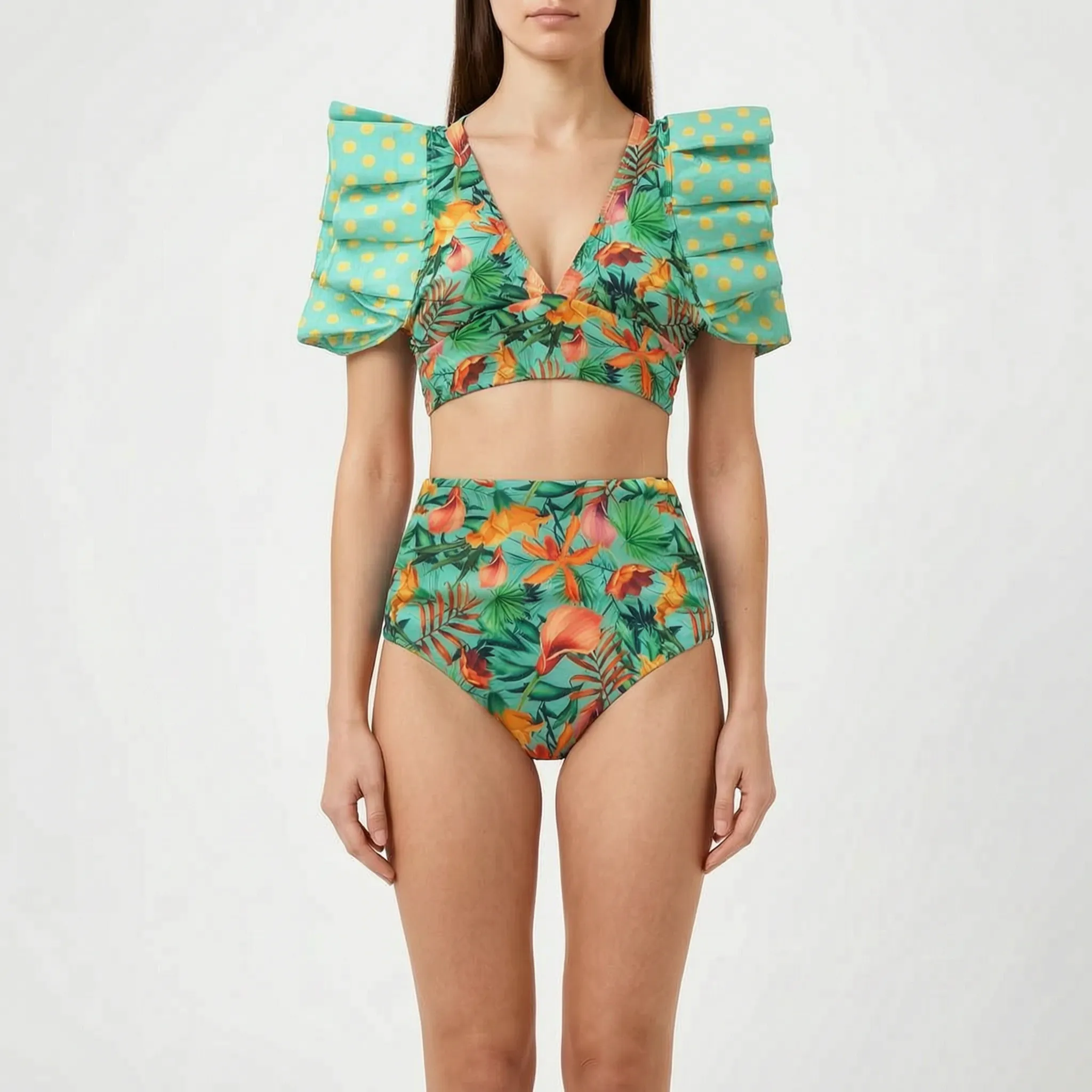 Nordspur | Veliura Ruffled High Waisted Bikini Set