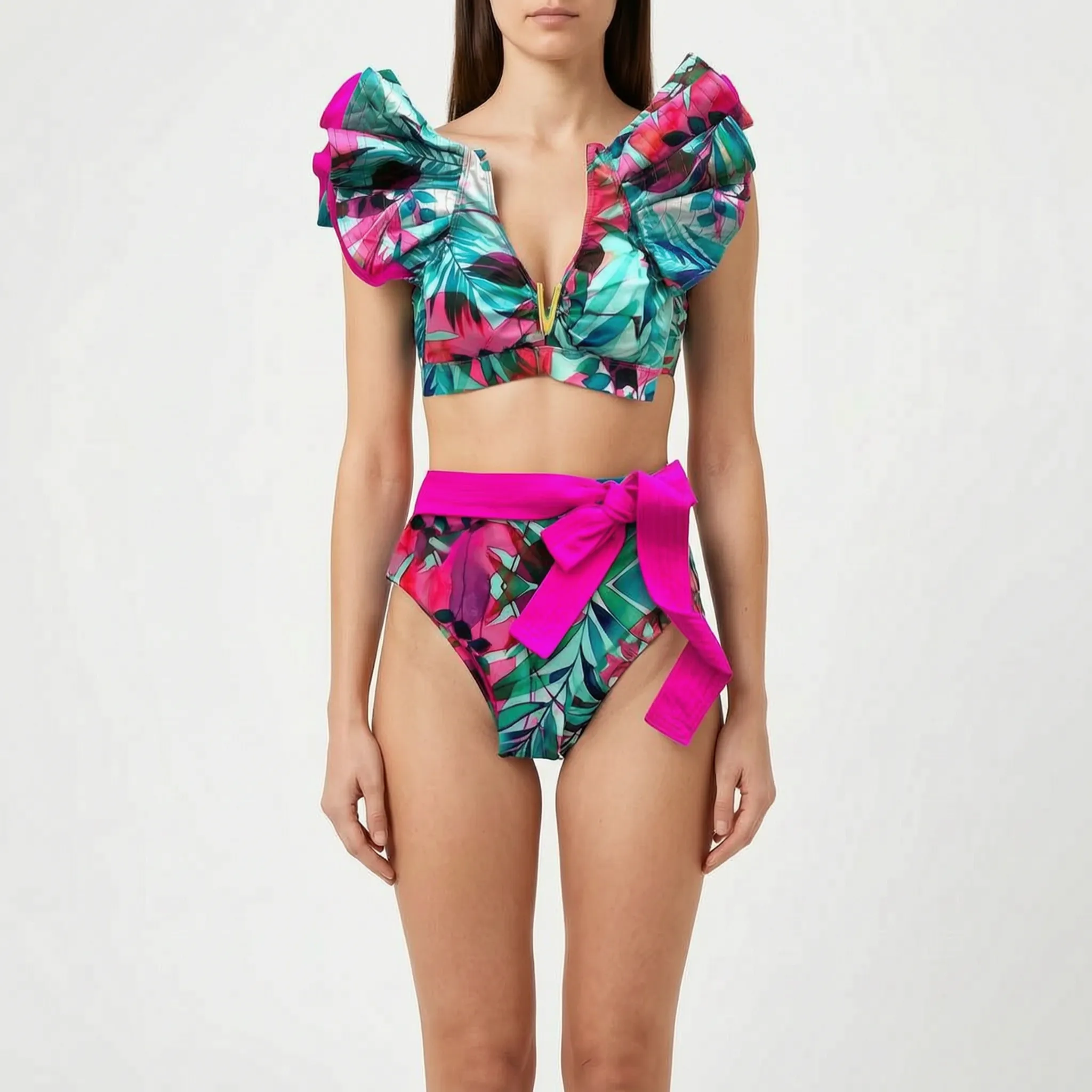 Nordspur | Veliura Ruffled High Waisted Bikini Set