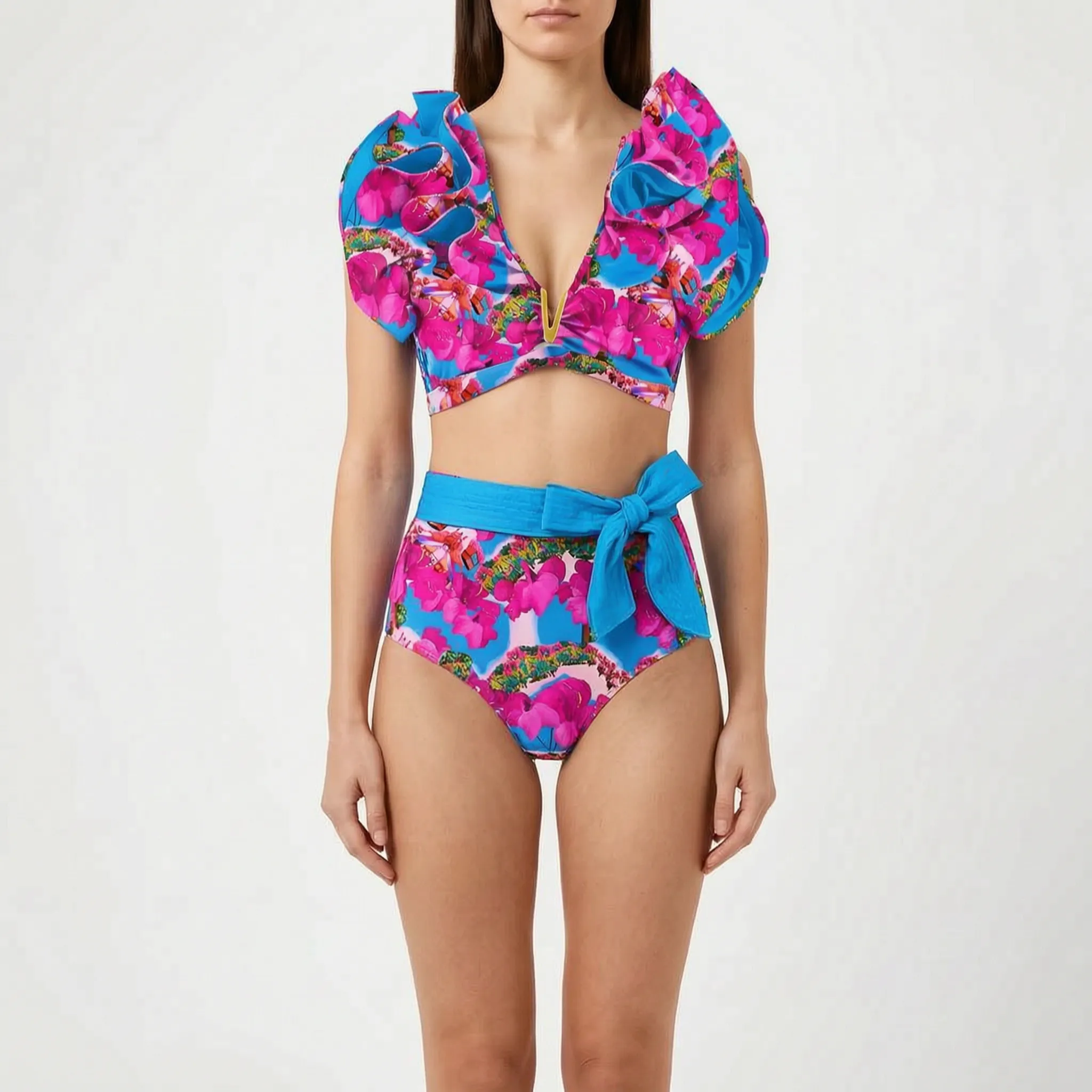 Nordspur | Veliura Ruffled High Waisted Bikini Set