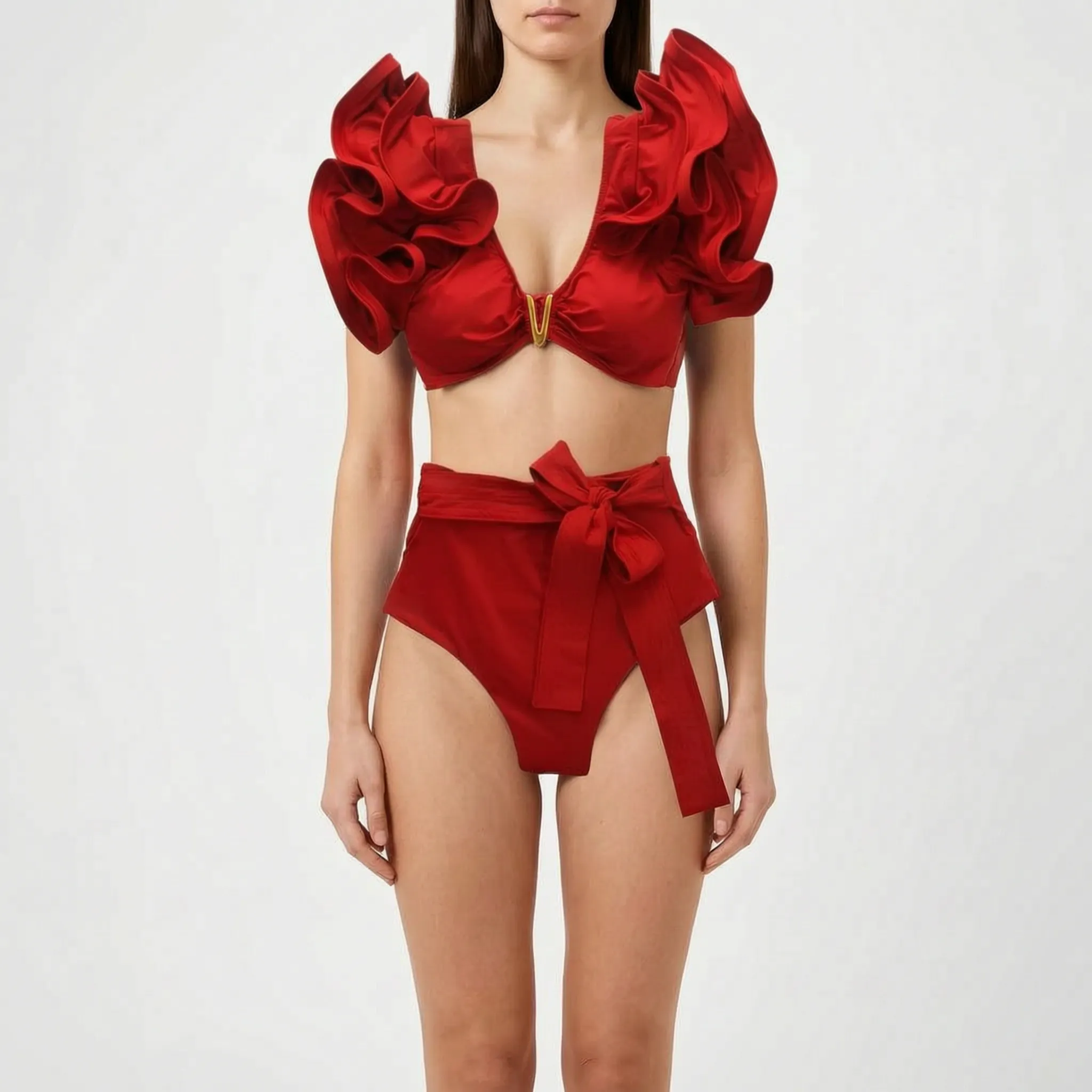 Nordspur | Veliura Ruffled High Waisted Bikini Set