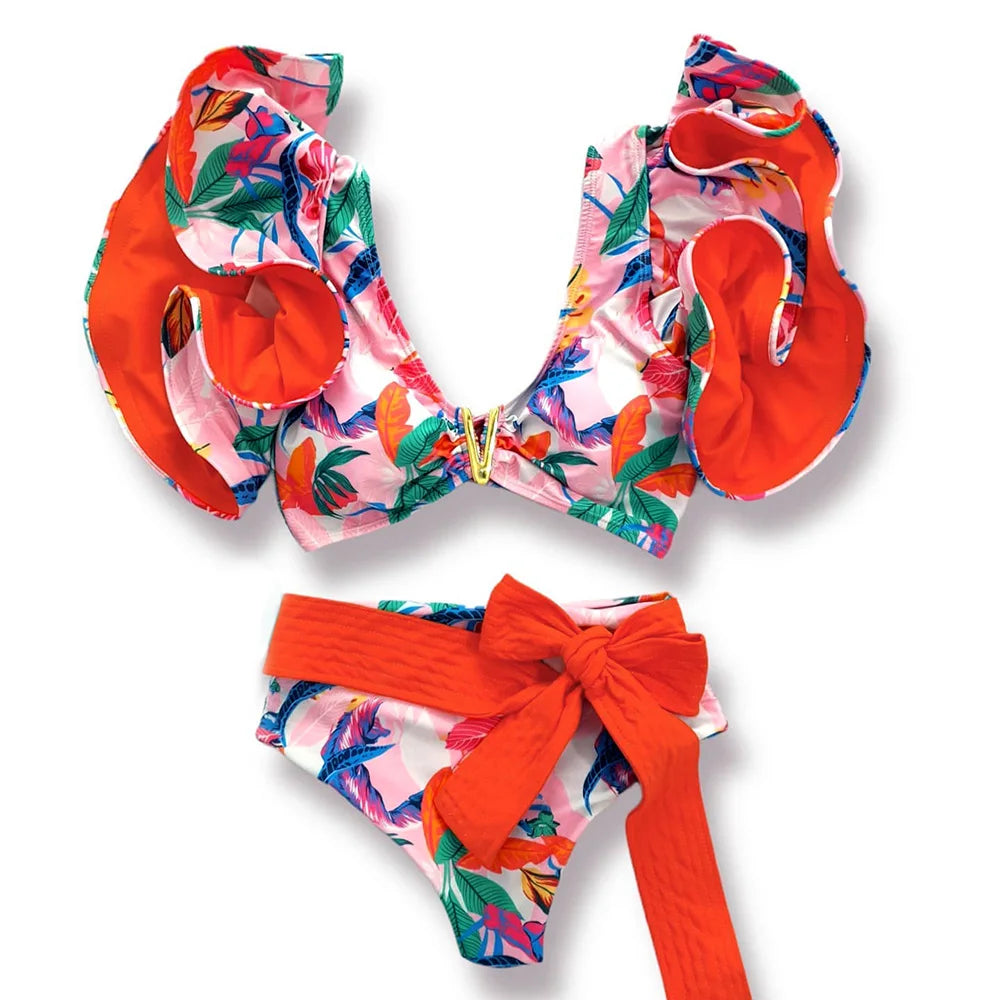 Nordspur | Veliura Ruffled High Waisted Bikini Set