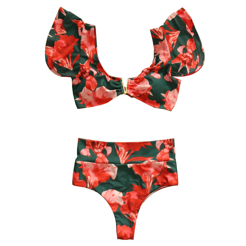 Nordspur | Veliura Ruffled High Waisted Bikini Set