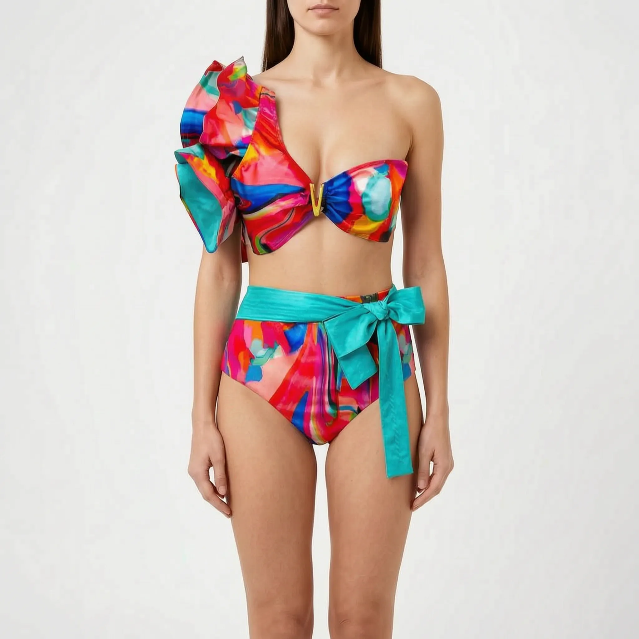 Nordspur | Veliura Ruffled High Waisted Bikini Set